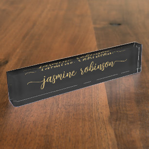Eenvoudig handschrift voor zwarte handtekeningen naambordje