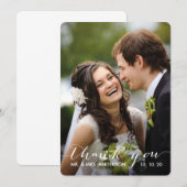 Eenvoudig handschrift | Weddenfoto Hartelijk dank Bedankkaart (Voorkant / Achterkant)