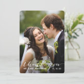 Eenvoudig handschrift | Weddenfoto Hartelijk dank Bedankkaart (Staand voorkant)