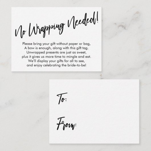 Eenvoudig handschrift zonder onmiddellijke verpakk informatiekaartje (Voorkant / Achterkant)