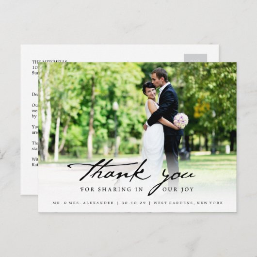 Eenvoudig handschrijfscript Classy Weddenschap Har Briefkaart (Voorkant / Achterkant)