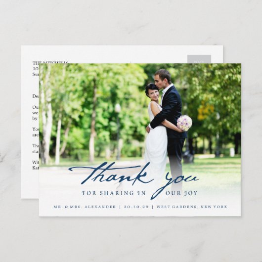 Eenvoudig handschrijfscript Classy Weddenschap Har Briefkaart (Voorkant / Achterkant)