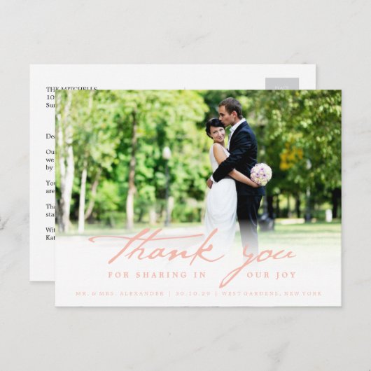 Eenvoudig handschrijfscript Classy Weddenschap Har Briefkaart (Voorkant / Achterkant)