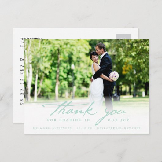 Eenvoudig handschrijfscript Classy Weddenschap Har Briefkaart (Voorkant / Achterkant)