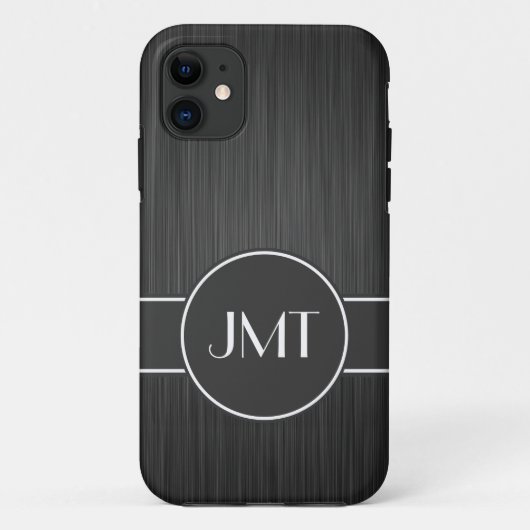 Eenvoudig handvat zwart monogram Faux metaal Case-Mate iPhone Case (Achterkant)