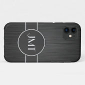 Eenvoudig handvat zwart monogram Faux metaal Case-Mate iPhone Case (Achterkant (horizontaal))