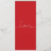 Eenvoudig handwrite Loopy Line Red Heart Wedding Programmakaart (Achterkant)