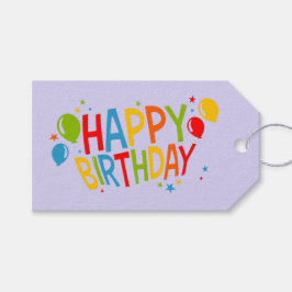 Eenvoudig Happy Birthday Gift Label met Ballonnen Cadeaulabel