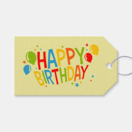 Eenvoudig Happy Birthday Gift Label met Ballonnen Cadeaulabel