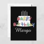 Eenvoudig Happy Birthday Hand Lettering Briefkaart (Voorkant / Achterkant)