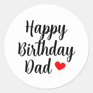 Eenvoudig Happy Birthday Papa Script Rode Hart Ronde Sticker