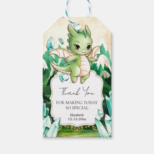 Eenvoudig Happy Dragon Baby shower Cadeaulabel (Voorkant)