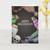 Eenvoudig Happy Halloween-Wenskaart Kaart (Gele Bloem)
