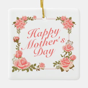 Eenvoudig Happy Moederdag Floral Lijst Ornament