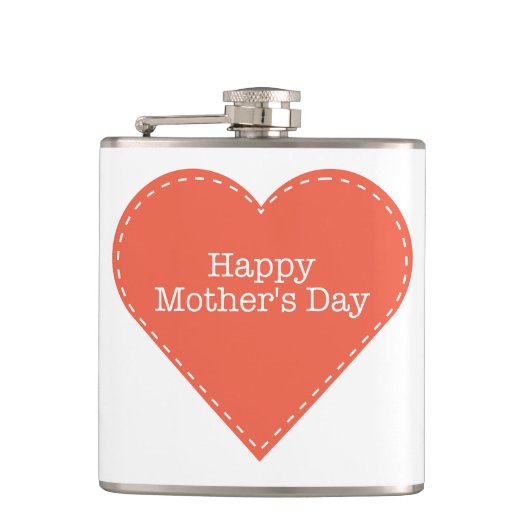 Eenvoudig Happy Moederdag Heart Heupfles (Voorkant)