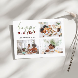 Eenvoudig Happy Nieuwjaar kalligrafie Foto Holiday Briefkaart
