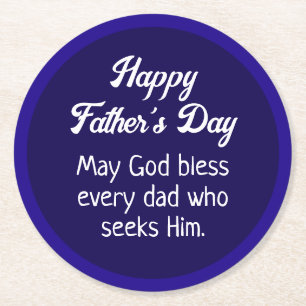 Eenvoudig Happy Vaderdag Dad Gebed Donkerblauw Ronde Kartonnen Onderzetter