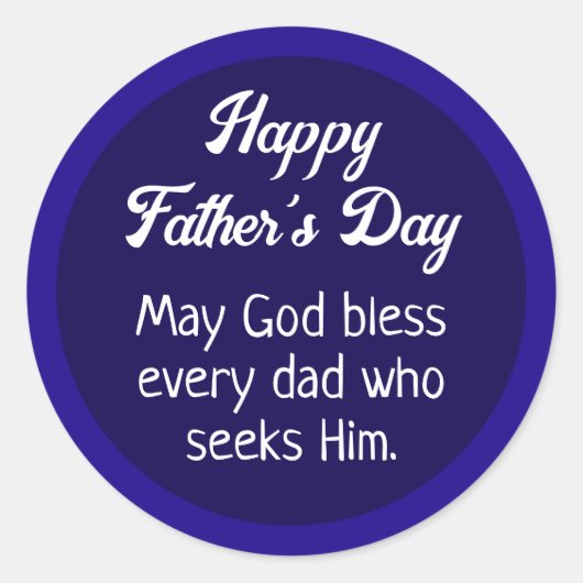 Eenvoudig Happy Vaderdag Dad Gebed Donkerblauw Ronde Sticker (Voorkant)