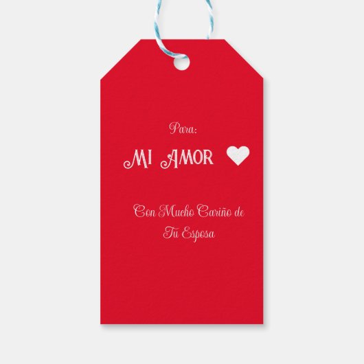 Eenvoudig Happy Valentijnsdag Spaans Wit Hart Cadeaulabel (Achterkant)