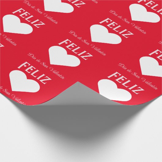 Eenvoudig Happy Valentijnsdag Spaans Wit Hart Cadeaupapier (Hoek)