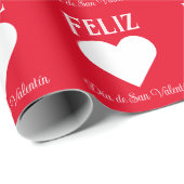 Eenvoudig Happy Valentijnsdag Spaans Wit Hart Cadeaupapier (Rol Hoek)