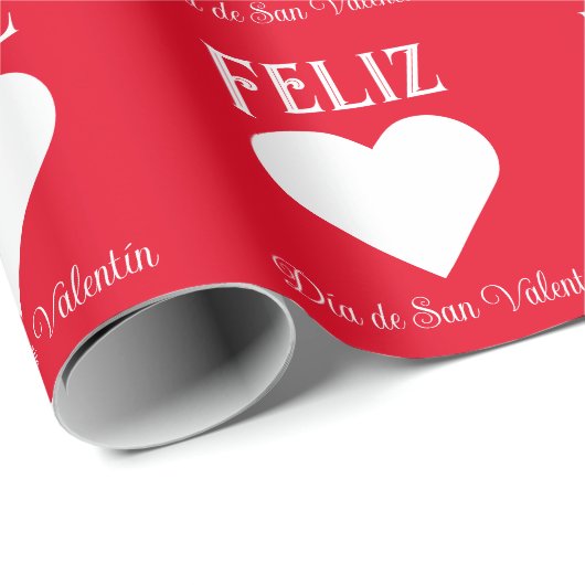 Eenvoudig Happy Valentijnsdag Spaans Wit Hart Cadeaupapier (Rol Hoek)