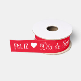 Eenvoudig Happy Valentijnsdag Spaans Wit Hart Grosgrain Lint