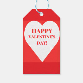 Eenvoudig Happy Valentine's Day White Heart op Red Cadeaulabel