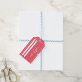 Eenvoudig Happy Valentine's Day White Heart op Red Cadeaulabel (Met Touw)
