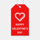 Eenvoudig Happy Valentine's Day White Heart op Red Cadeaulabel (Voorkant)