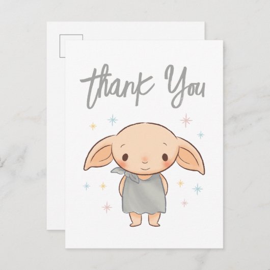Eenvoudig Harry Potter - Dobby Baby Shower Bedankt Briefkaart (Voorkant / Achterkant)