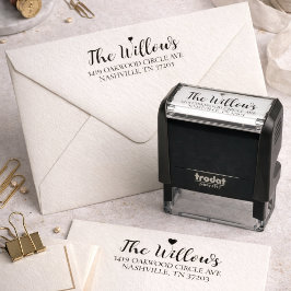Eenvoudig Hart | Achternaam & Retouradres Zelfinktende Stempel