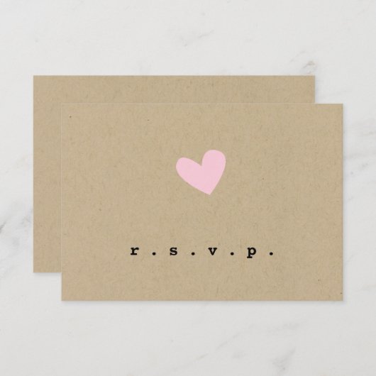 Eenvoudig hart bruiloft RSVP (Voorkant / Achterkant)