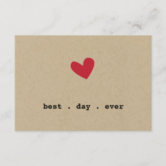 Eenvoudig hart bruiloft RSVP Informatiekaartje