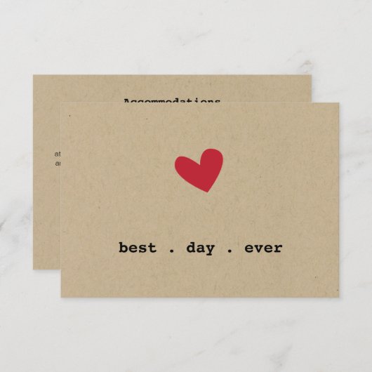 Eenvoudig hart bruiloft RSVP Informatiekaartje (Voorkant / Achterkant)