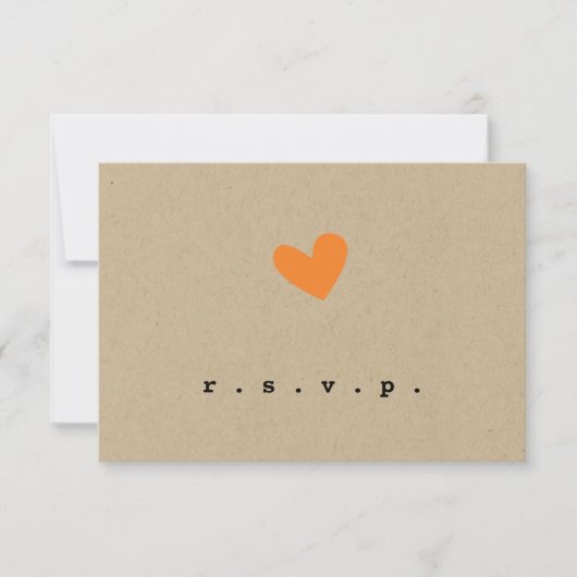 Eenvoudig hart bruiloft RSVP Kaartje (Voorkant)