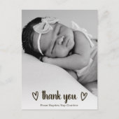 Eenvoudig hart Dank je foto van de geboorte Aankondigingskaart (Voorkant)