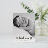 Eenvoudig hart Dank je foto van de geboorte Aankondigingskaart (Staand voorkant)