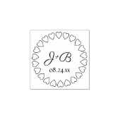 Eenvoudig hart Elegant Script Monogrammed Wedding Rubberstempel (Afrduk)