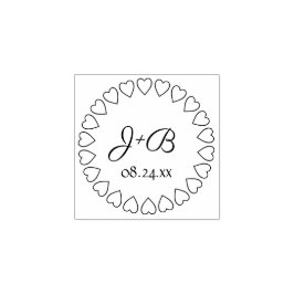 Eenvoudig hart Elegant Script Monogrammed Wedding Rubberstempel
