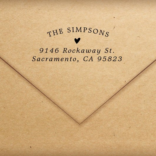 Eenvoudig hart Elegante belettering retouradres Rubberstempel