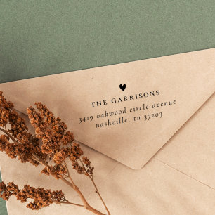 Eenvoudig hart   Familienaam & Return-adres Zelfinktende Stempel