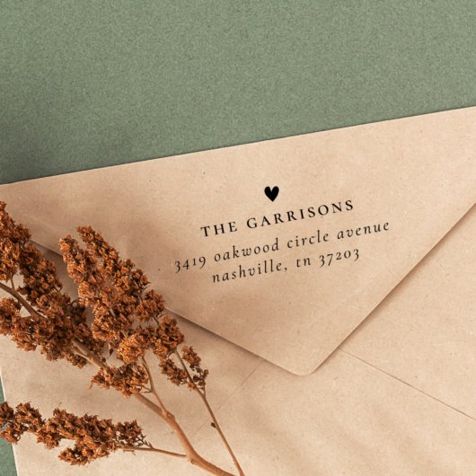 Eenvoudig hart | Familienaam & Return-adres Zelfinktende Stempel