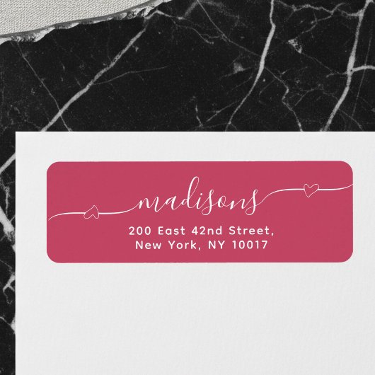 Eenvoudig Hart Handgeschreven Lettertype Rood Etiket