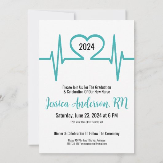 Eenvoudig hart Medisch Verpleegkundig School Afstu Kaart (Voorkant)