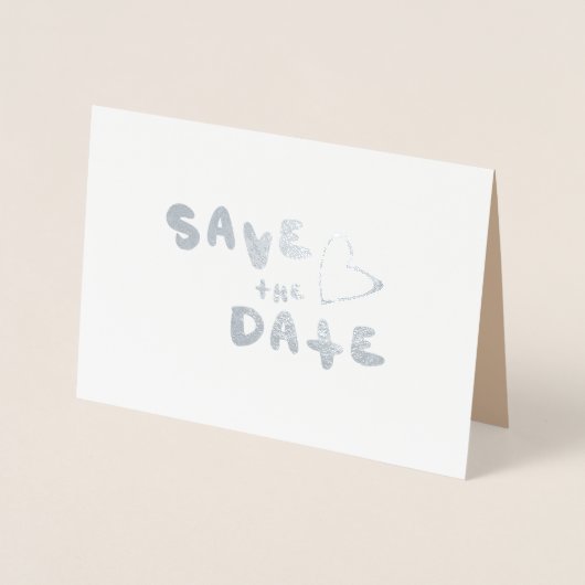 Eenvoudig hart met de hand getekend door de datum  folie kaarten (Voorkant)