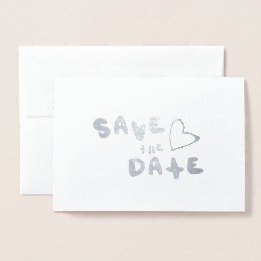 Eenvoudig hart met de hand getekend door de datum  folie kaarten (Voorkant met envelop)