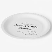 Eenvoudig hart met naam bruiloft papier Bord (Gekanteld)