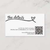 Eenvoudig hart QR-code bruiloft details Informatiekaartje (Voorkant)