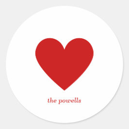 Eenvoudig Hart Rood Klassieke Liefde Minimalistisc Ronde Sticker